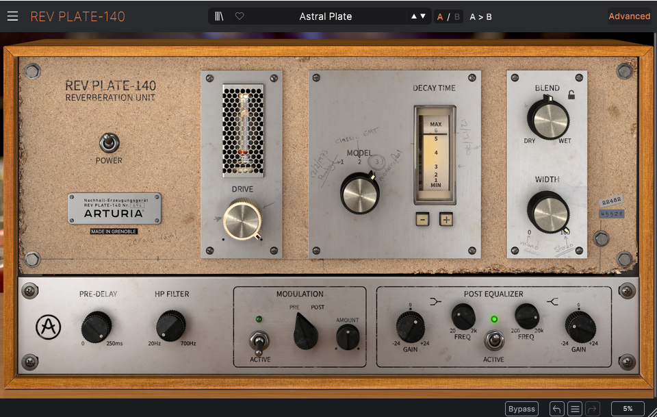 Arturia Rev PLATE-140