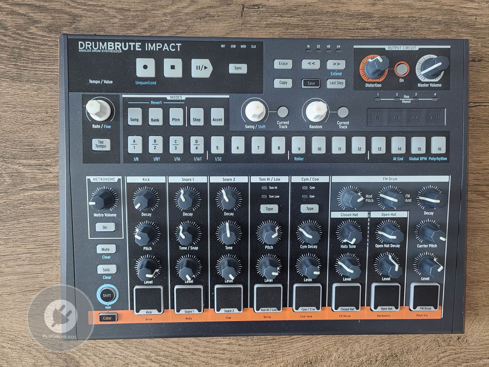 Top down view of Arturia DrumBrute Impact